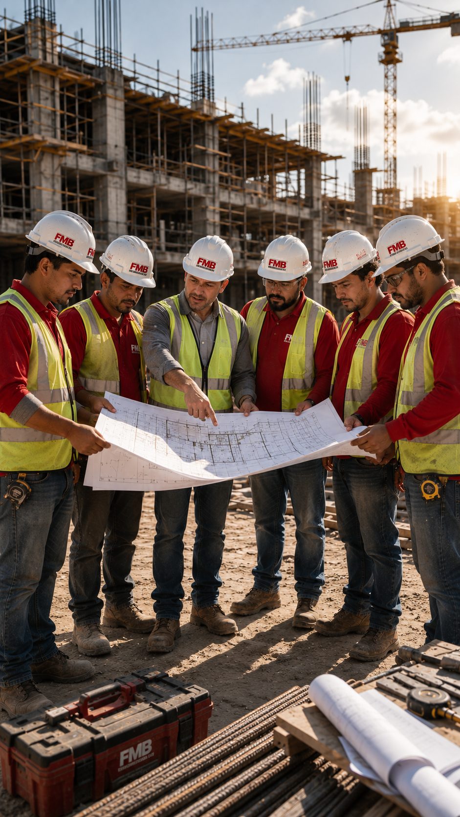 Equipo de FMB Construcciones en sitio de obra